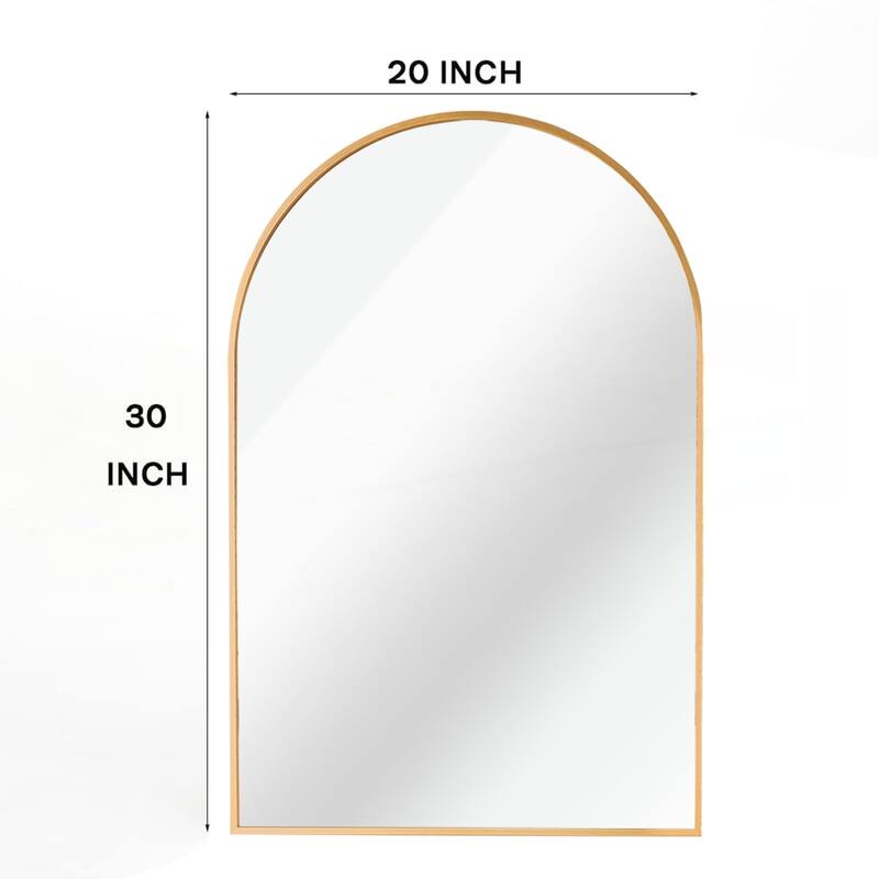 20x30 Inch Metal Framed Arched Bathrrom Mirror