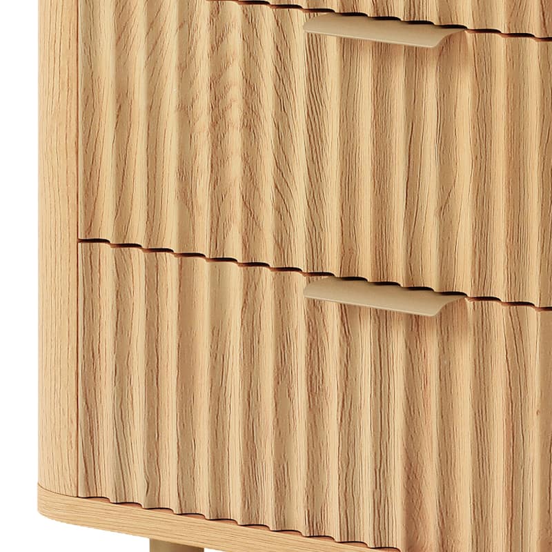 6 Drawer Wood Dresser with Wave Fluted Panel Storage Organizer for Bedroom