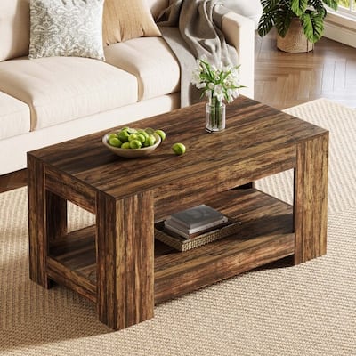 47" Rectangle Wooden Coffee Table With Storage