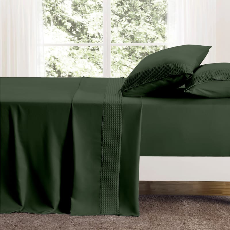 Rayon from Bamboo 4 Piece 1800 Thread Count Waffle Hem Sheet Set