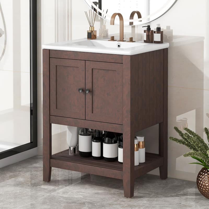 24"Freestanding Bathroom Vanity with Ceramic Sink
