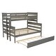 preview thumbnail 10 of 18, Wood Twin over Full Bunk Bed with Twin Trundle, Guard Rails, and Sturdy Pine Frame for Bedroom, Grey