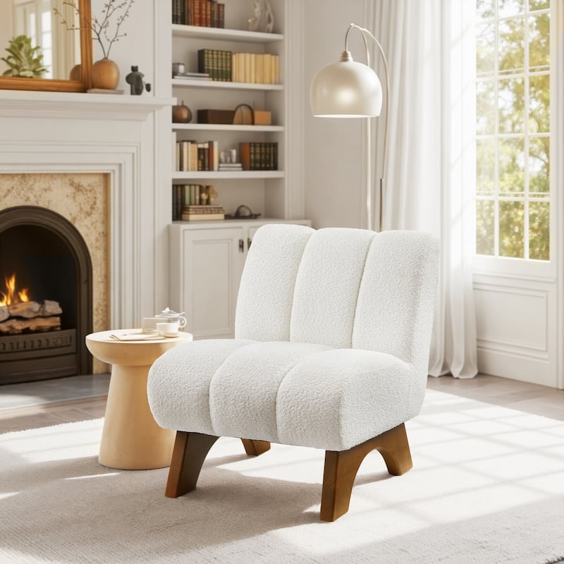 Art Leon Modern Wood and Fabric Accent Sofa Chair