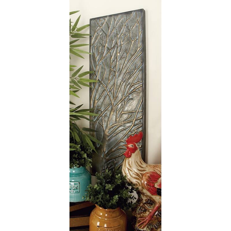 Metal Tree Wall Decor with Embossed Design - Set of 4 Green - Roche River Decor