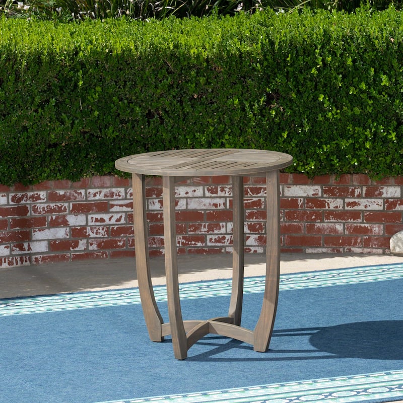 Outdoor Round Acacia Wood Accent table,27.5"