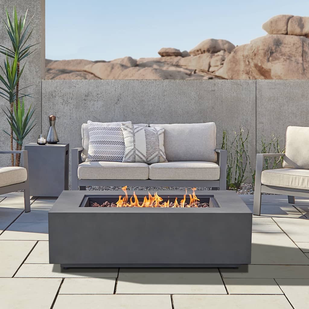 Aegean 50" Rectangle Gas Fire Table in Weathered Slate by Real Flame