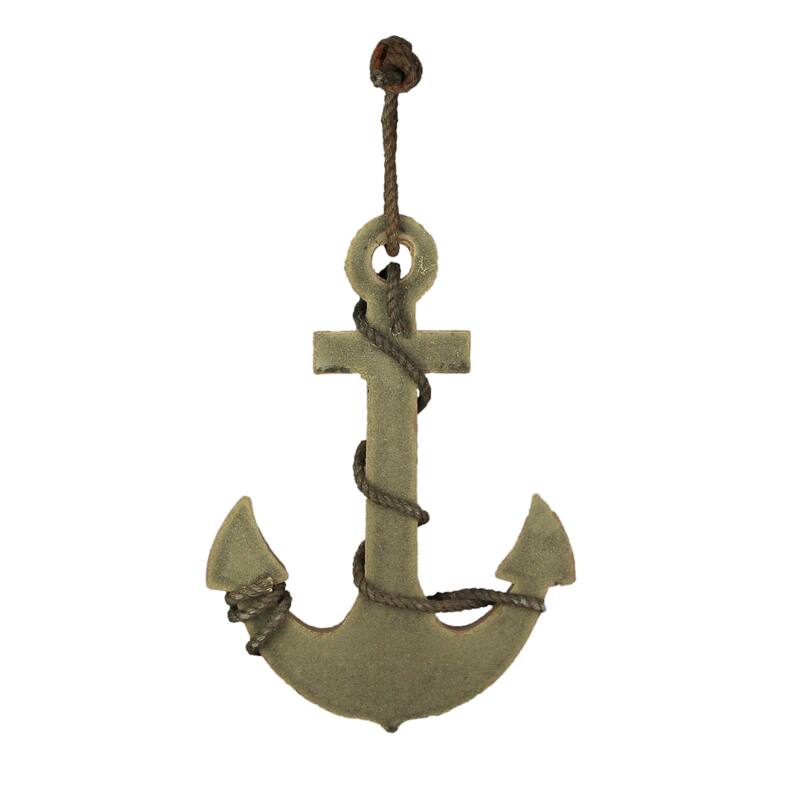 Coastal Ship's Anchor Nautical Wall Hanging Rope Accents 18.25 Inches