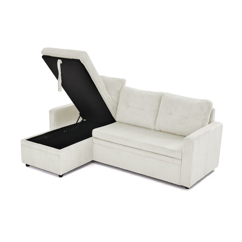 79" W L Shaped Reversible Convertible Pull Out Couch Bed Sleeper Sofa