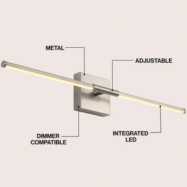 dimension image slide 18 of 34, JONATHAN Y 28" Dimmable Integrated LED Metal Wall Sconce