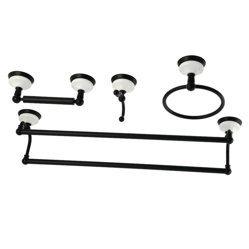 Victorian 4-Pieces Dual Towel Bar Bathroom Hardware Set - Matte Black