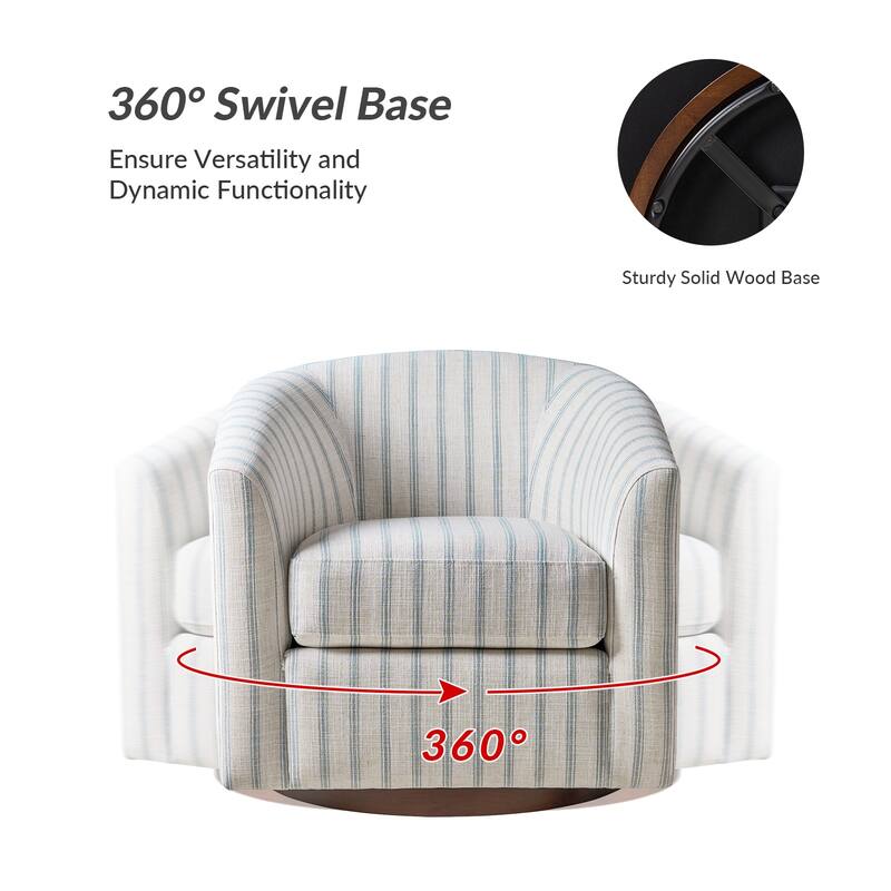 Althea Modern Genuine Leather Swivel Barrel Chair with Solid Wood Base Set of 2 By HULALA HOME