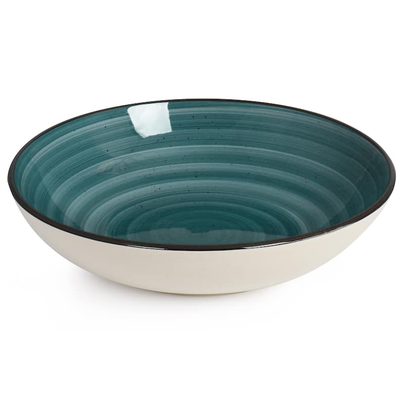 Elama Gia 24 Piece Round Stoneware Dinnerware Set in Dark Green