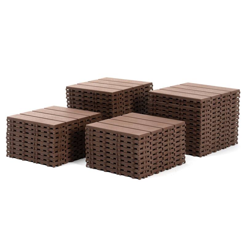 Plastic Interlocking Deck Tiles 44 Pack Patio Deck Tiles 12"x12" Square Waterproof