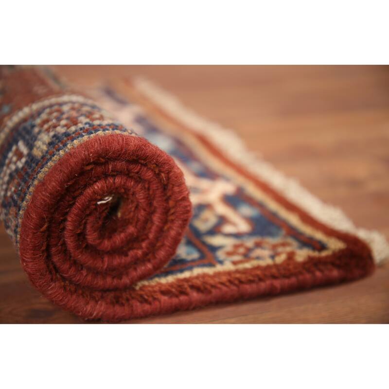 Hand Knotted Oriental 100% Wool Carpet Traditional Medallion Oranges & Rust Heriz (serapi) Area Rug - 3' 0'' X 2' 0''