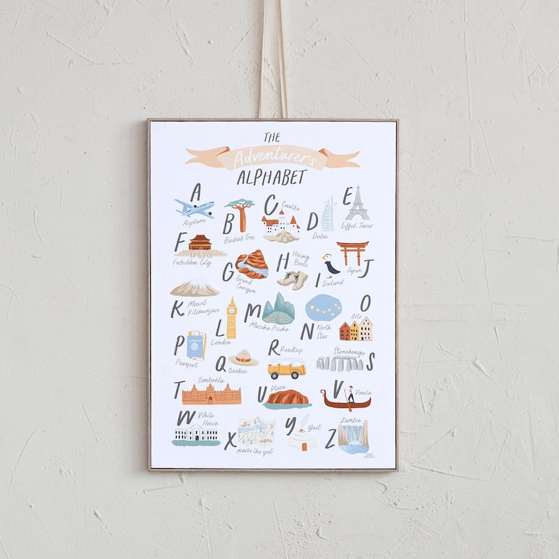 Canvas Framed Wall Décor with Alphabet and Corresponding Images