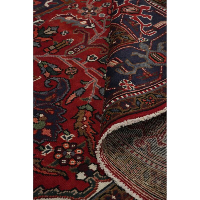 Hand Knotted Oriental 100% Wool Carpet Traditional Floral Red Heriz Area Rug - 12' 8'' X 9' 5''