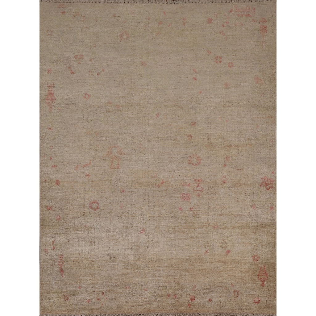 Traditional Oushak Turkish Oriental Area Rug Hand-knotted Wool Carpet - 3'10" x 4'10"