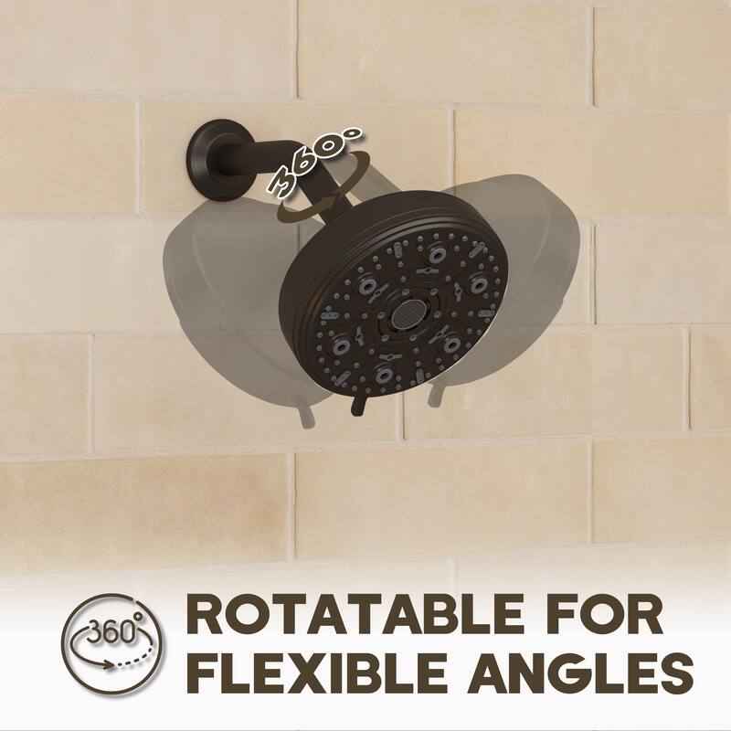 10-Spray Patterns 5 in. Wall Mount Rain Fixed Shower Head with Shower Arm and Flange