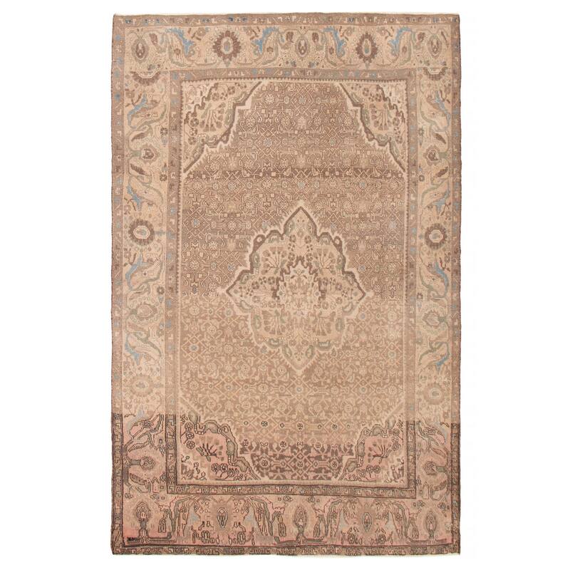 ECARPETGALLERY Hand-knotted Antalya Vintage Brown Wool Rug - 7'0 x 10'4 - Brown - 7'0 x 10'4