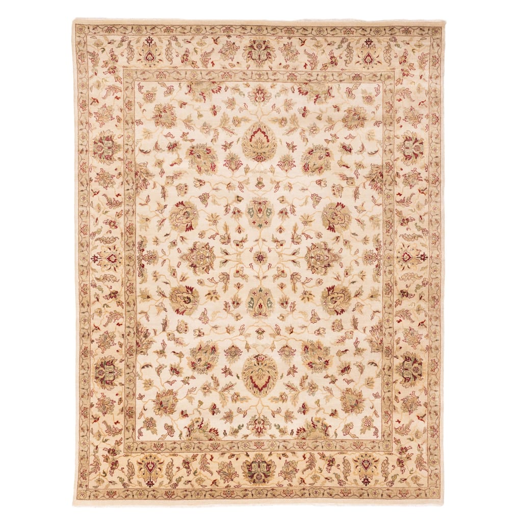 ECARPETGALLERY Hand-knotted Jamshidpour Ivory Silk, Wool Rug - 7'11 x 10'0