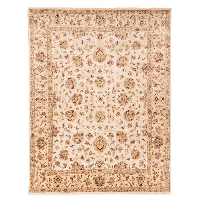 ECARPETGALLERY Hand-knotted Jamshidpour Ivory Silk, Wool Rug - 7'11 x 10'0