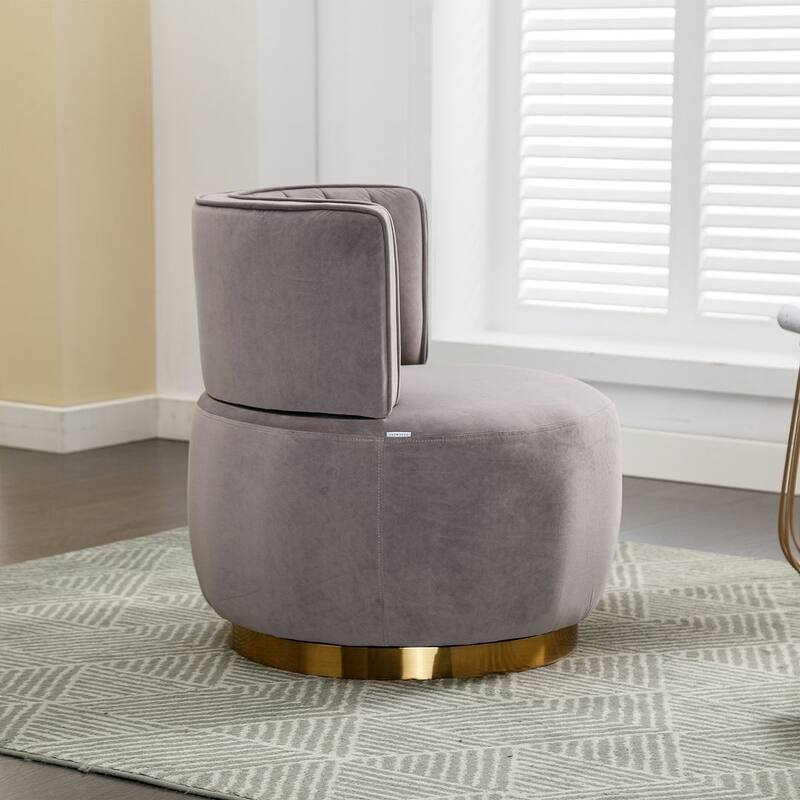 Modern Velvet 360 Degree Swivel Round Armrest Upholstered Accent Chair