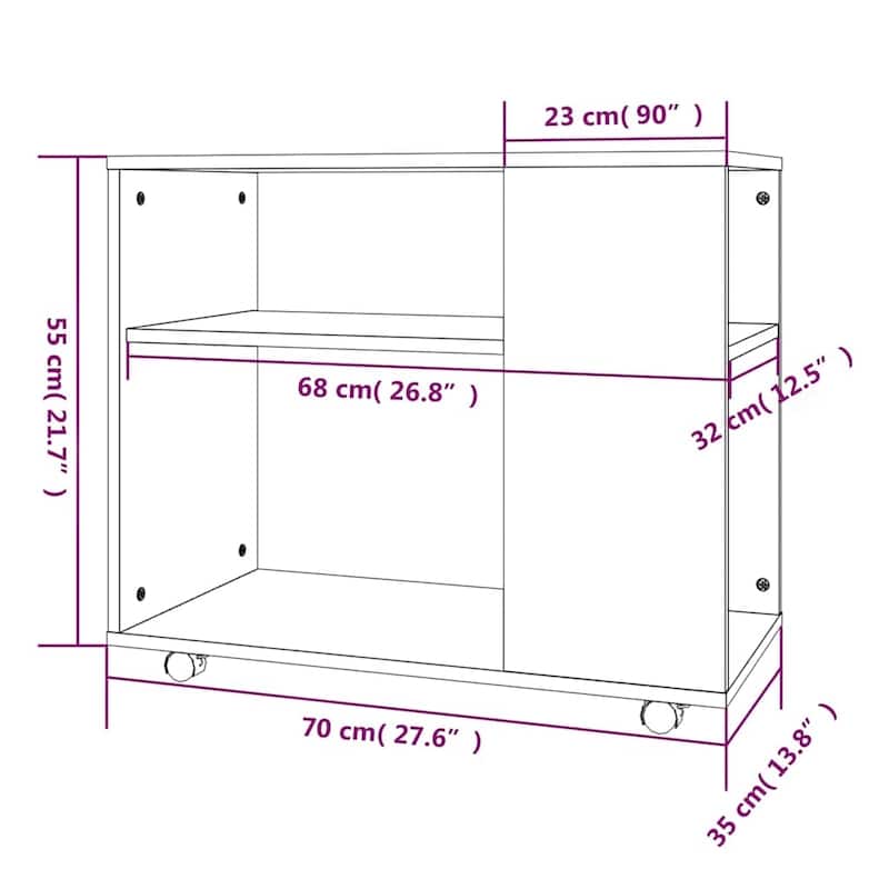 vidaXL Side Table Accent Sofa End Coffee Table with Wheels Engineered Wood