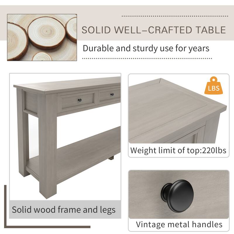 Console Table/Sofa Table with Storage Drawers,Bottom Shelf for Entryway Hallway