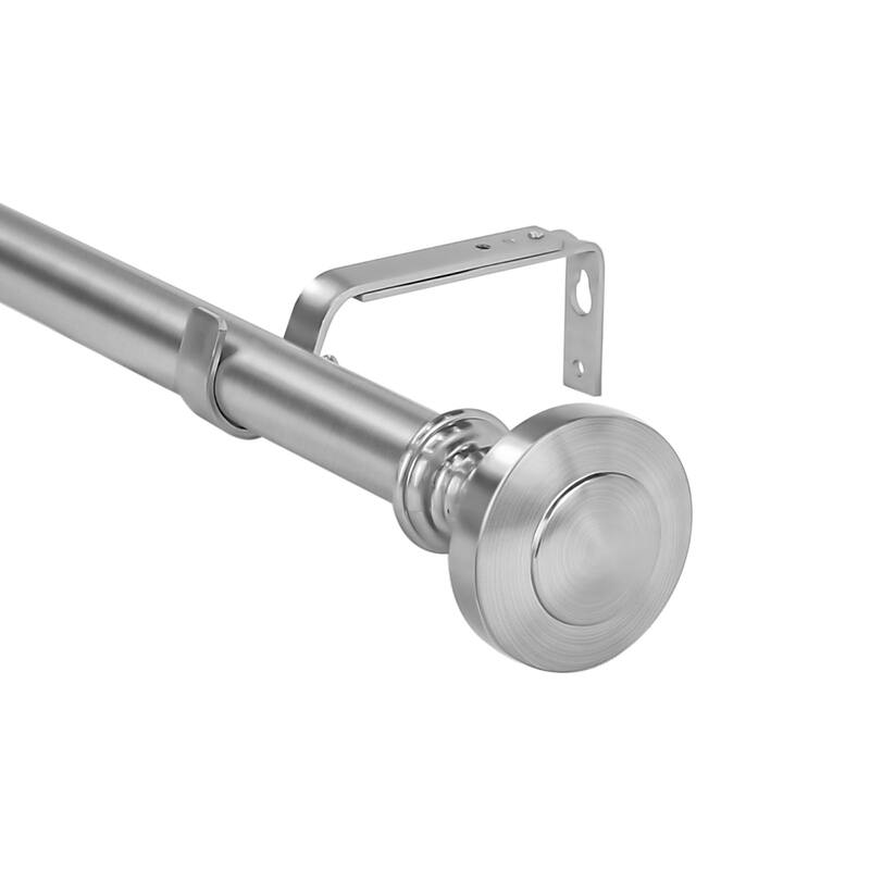 1-inch Diameter Semplice Adjustable Single Drapery Curtain Rod - 28"-48" - Brush Steel