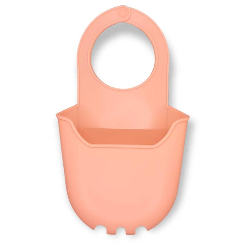 Handy Housewares Hanging Silicone Sink Caddy - For Kitchen or Bath, Hangs From Faucet, Helps Dry Sponges, Loofahs,... - Pastel Pink - 1 Pack