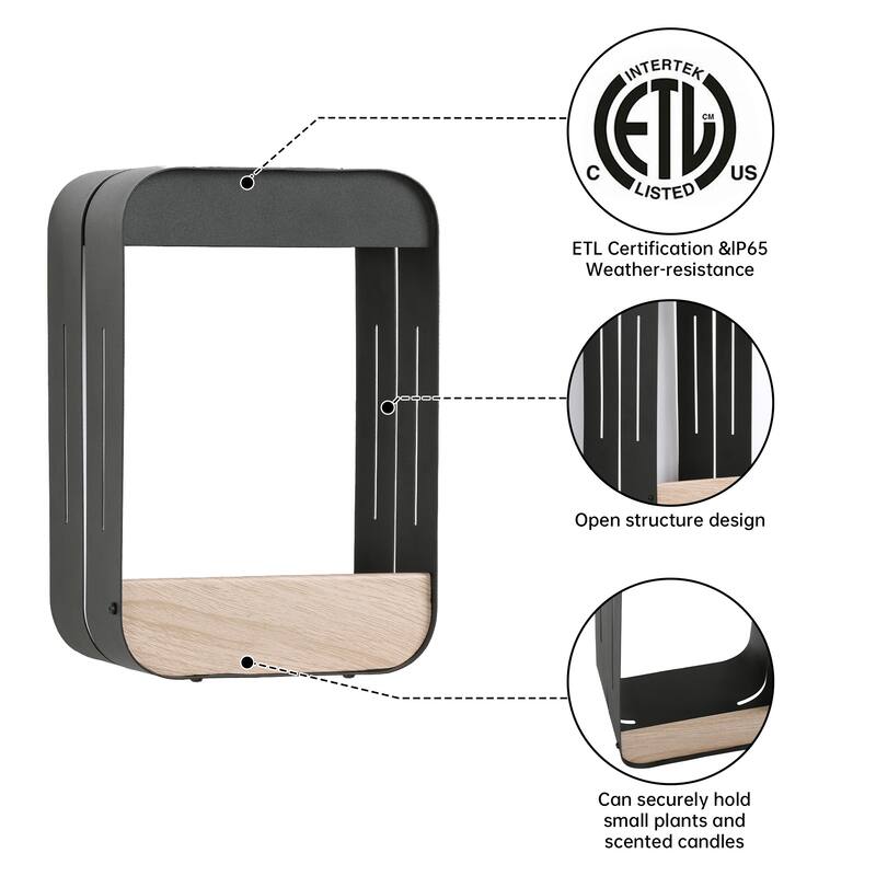 Modern Solar Rectangle Frame Integrated LED Sensor Outdoor Wall Light