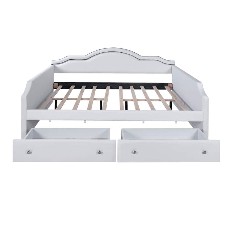 Velvet Upholstered Daybed with Color-Changing LED Light & Dual Drawers by Harper&Bright Designs