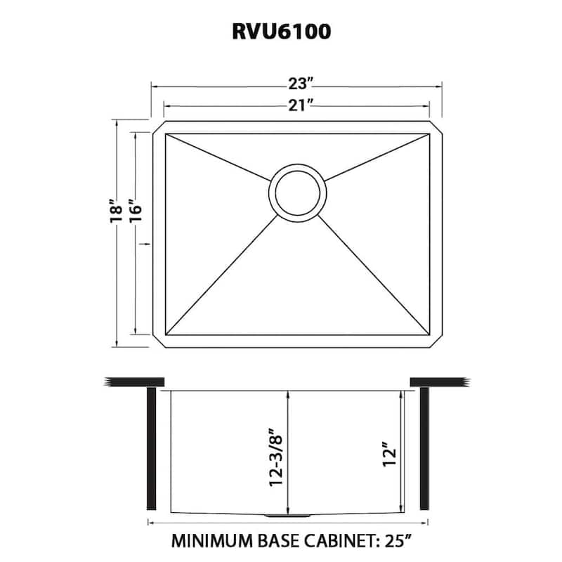Ruvati 23" x 18" x 12" Deep Laundry Utility Sink Undermount 16 Gauge Stainless Steel - - 23" x 18" x 12" - 23" x 18" x 12"