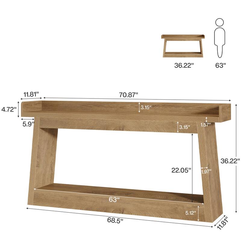 70.87-Inch Extra Long Console Table for Entryway, Sofa Table with Storage Shelf & Anti-Drop Baffle
