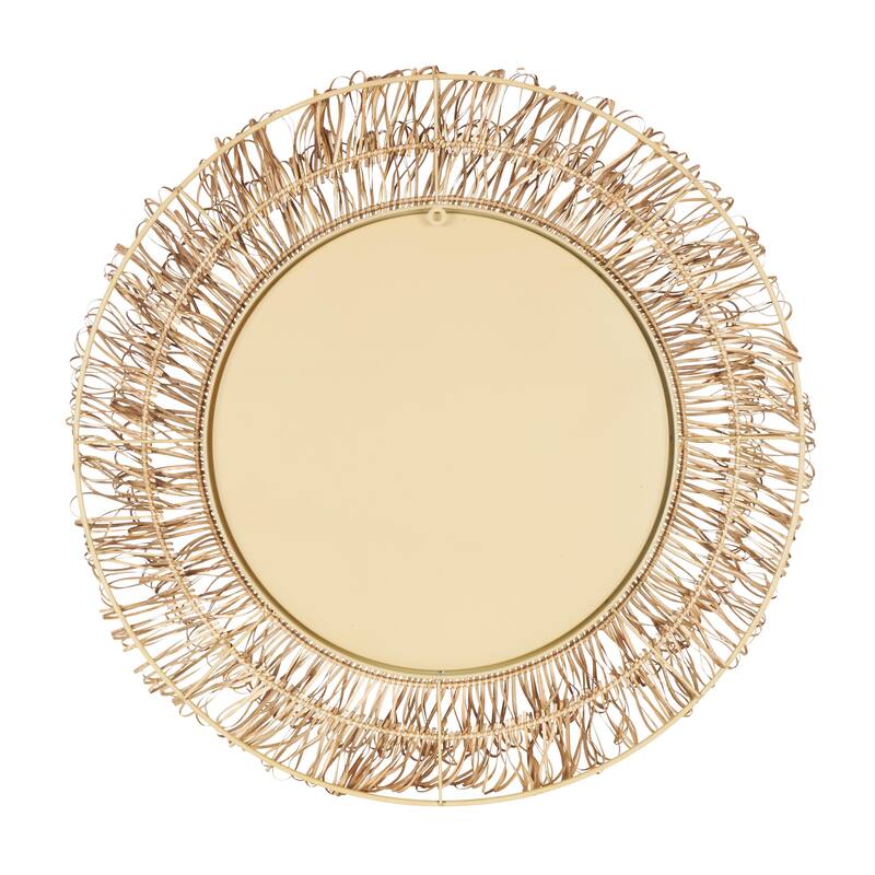 Rattan Handmade Woven Looped Room Wall Mirror - Brown - Roche River Decor
