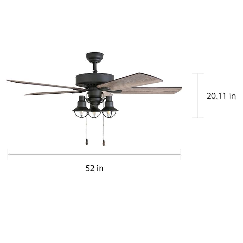 52" The Gray Barn Stormy Grain Aged Bronze Farmhouse LED Ceiling Fan