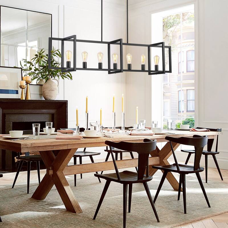 6/7-Light Industrial Pendant Lights Kitchen Island Lantern Farmhouse Linear Chandelier