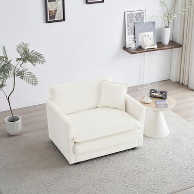 Chenille Single Sofa Chair, 41.4"W Oversized Accent Chairs, Modern Upholstered Deep Seat Comfy Armchair with Pillow