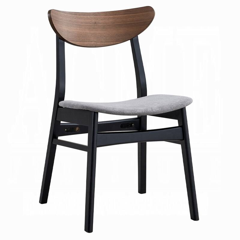 Bery Dining Side Chair Set of 2, Gray Linen Seat, Scandinavian Black