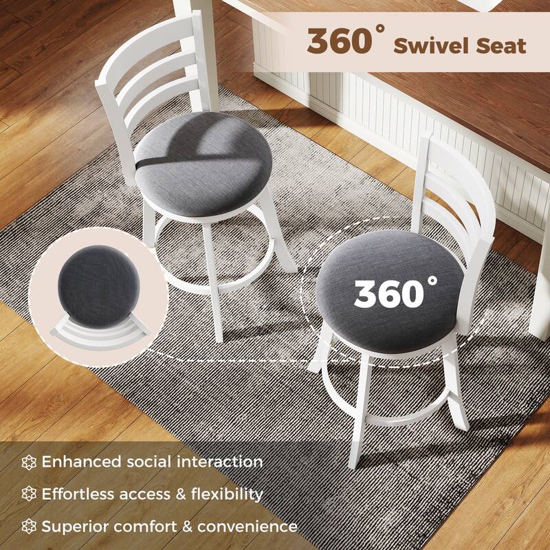Gymax 25'' Swivel Counter Barstools Set of 2 w/Backrest & Upholstered