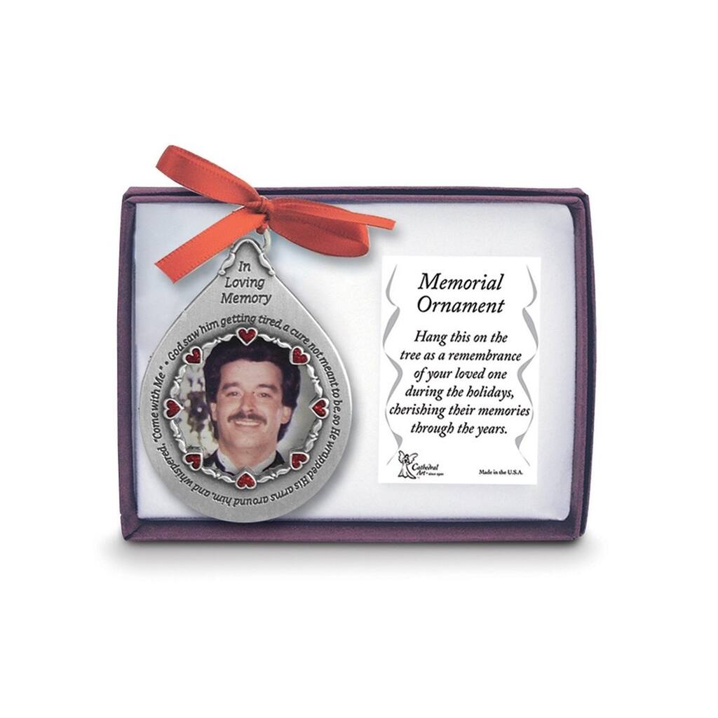 Curata In Loving Memory Pewter Teardrop For Him Memorial Poem 1.5 Inch Photo Ornament