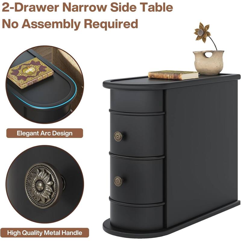 Solid Wood End Table with Storage No Assembly Required