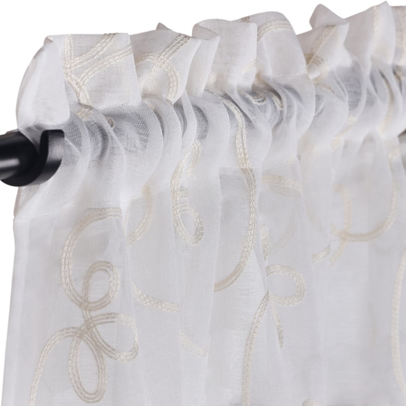 Superior Bohemian Floral Scroll Sheer Curtain Set with 2 Panels