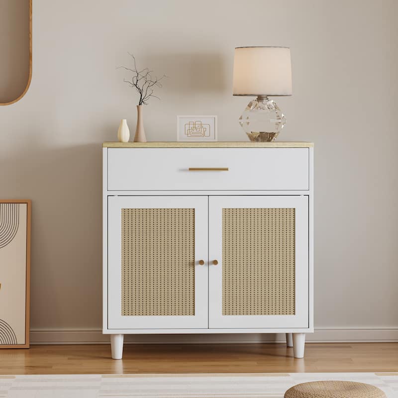 Roomfitters Cat Litter Box Enclosure, Hidden Pet Cabinet, Sideboard Storage, Scratch Pad, MDF, White