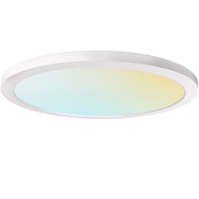 Luxrite Slim LED Flush Mount Ceiling Light 12" 22W 1800 Lumens 3 Color Options 1800 Lumens Wet Rated Modern Low Profile