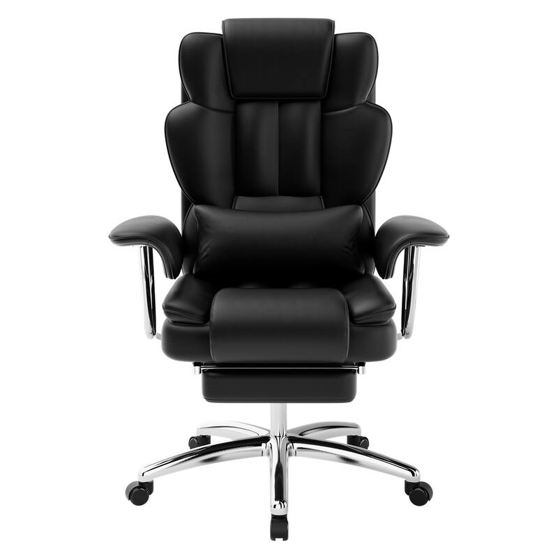 Large Home High Leg Executive Office Chair Ergonomic Recliner Leather Computer Chair with Footrest, for Home Office