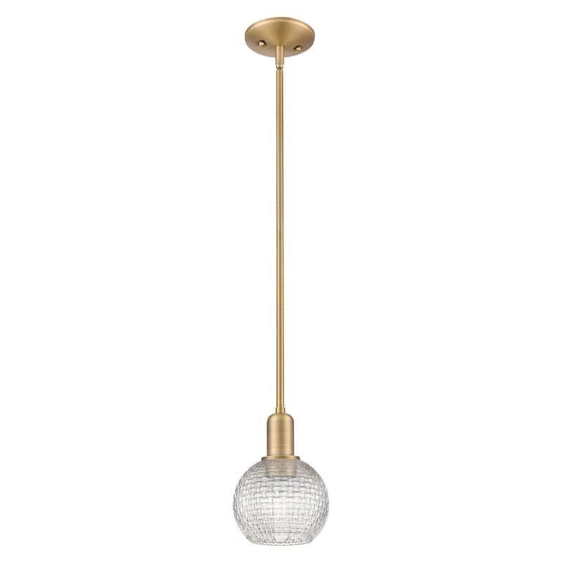 Innovations Lighting Endless Possibilities Arcadia - Athens - 1 Light 6" Basketweave Stem Hung Mini Pendant - Brushed Brass