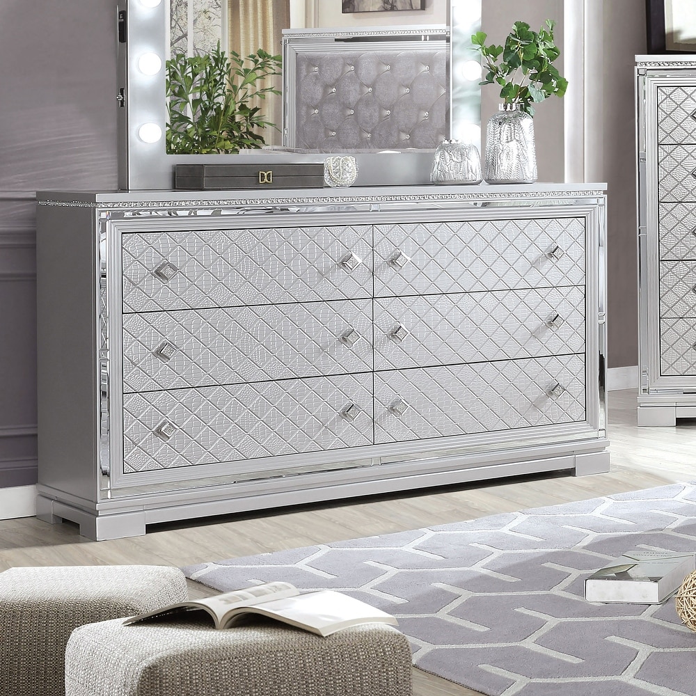  Glory Furniture Louis Phillipe 6 Drawer Dresser in Silver  Champagne : Home & Kitchen