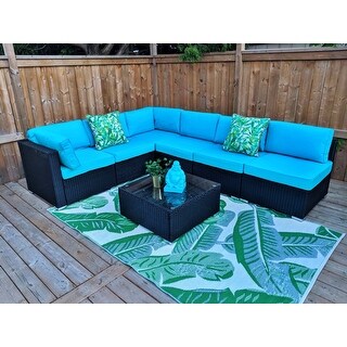 Kinbor All-Weather Rattan Sectional Sofa Patio Furniture Set Cushioned Wicker Sofa Set