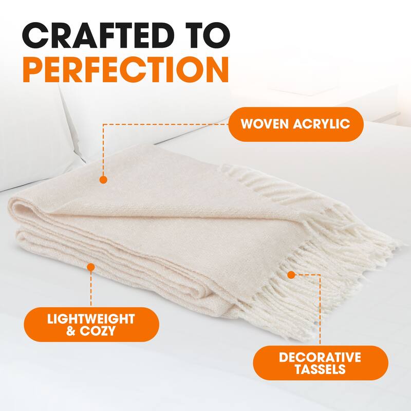 Cheer Collection Ultra Soft Knit Fringe Throw Blanket